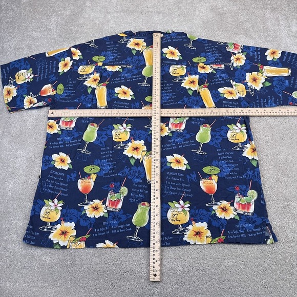 Big Dogs Shirt Mens 2X Blue Hawaiian Drinks Aloha Travel Dad Loop‎ Collar VTG - Picture 10 of 13